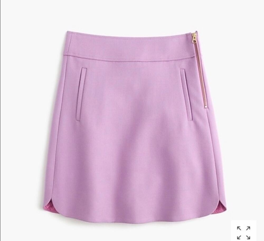 NWT J. Crew 100% Wool Pencil Skirt Size 00 Purple Business Career Luxury